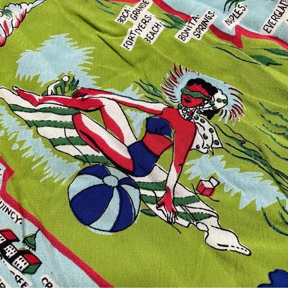 Vintage BETSYS Semi Sheer Skirt Florida Beaches Map Made in California Small - Picture 3 of 10